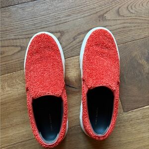 Tory Burch Kids Red Terry Cloth Slip-On Sneakers